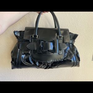 GUCCI Black Coated Canvas and Leather Handbag